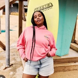 HYBA X VUARNET Collab Coral Hoodie with Bold Logo, Size L